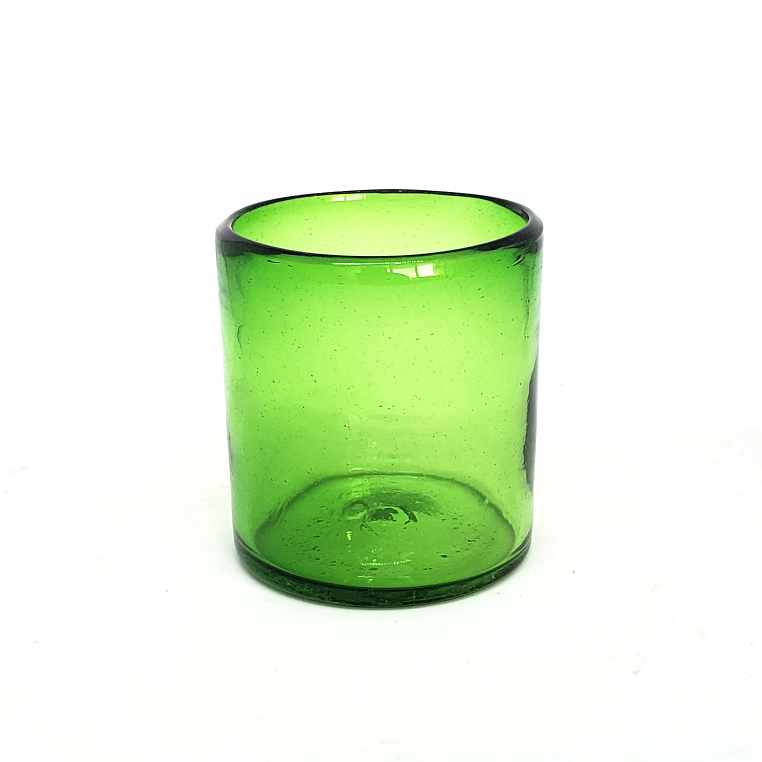 MEXICAN GLASSWARE / Solid Emerald Green 9 oz Short Tumblers (set of 6)